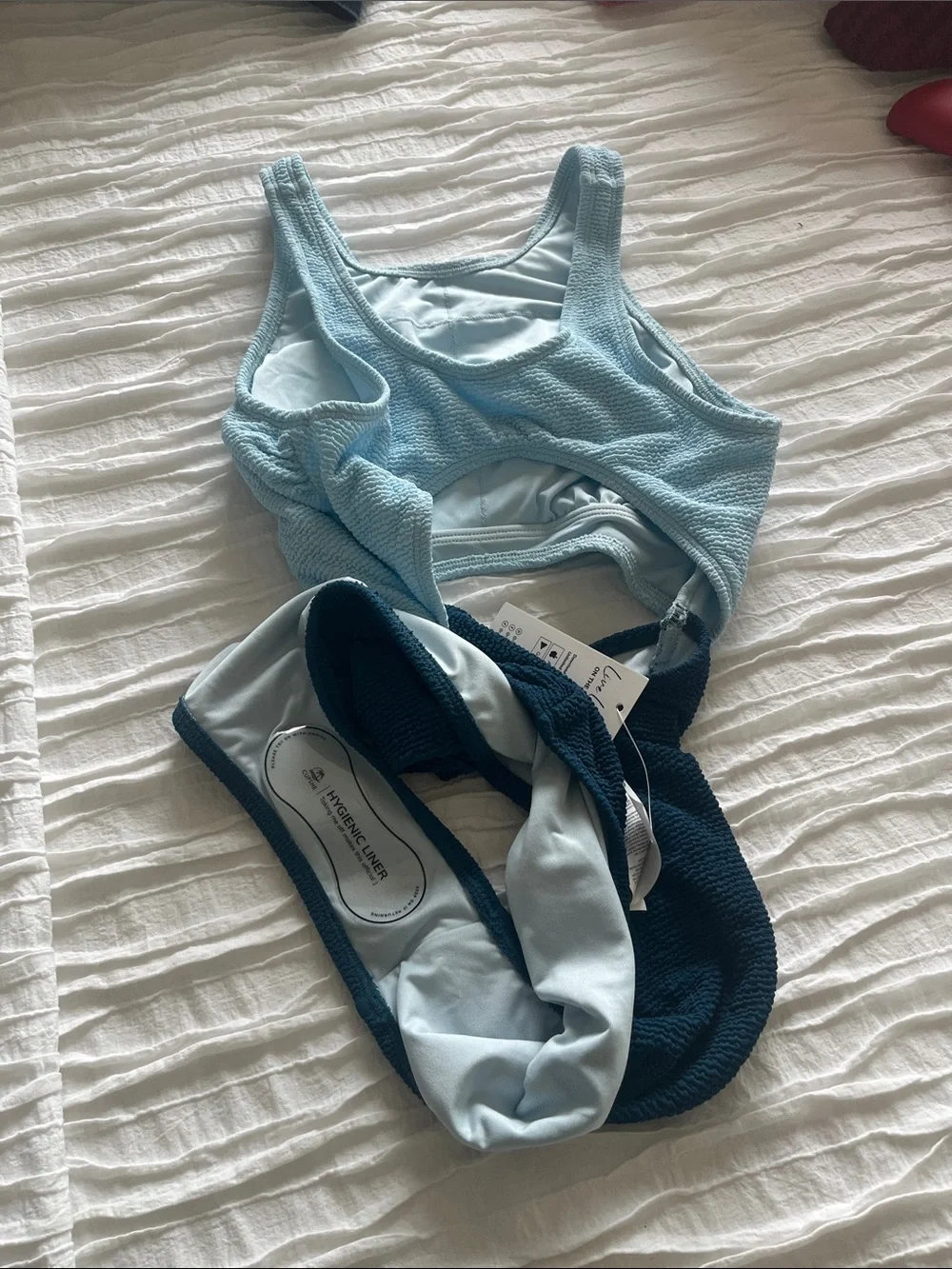 Cupshe Light Blue and Dark Teal Cutout One-Piece Swimsuit